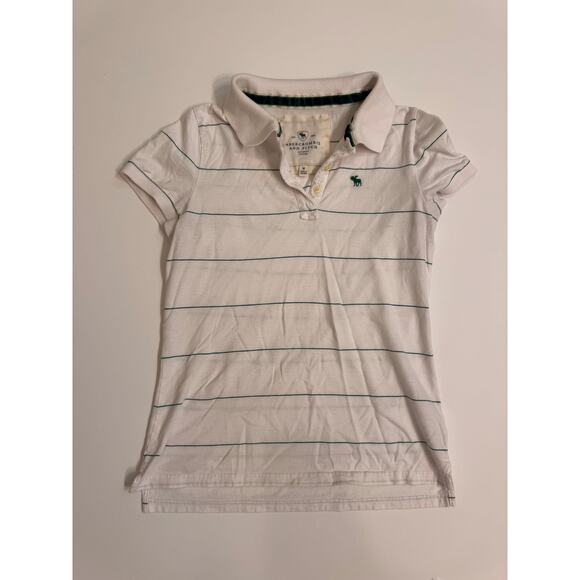 Abercrombie and Fitch 00's White/Green Striped Polo Size M Juniors - Picture 1 of 5